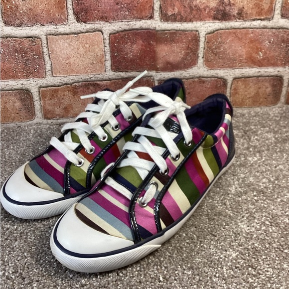 Coach Barrett Hampton Womens weekend striped sneakers size 8 - Picture 2 of 7